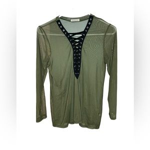 Occasion Sheer Mesh Long Sleeve Shirt Size XL EUC